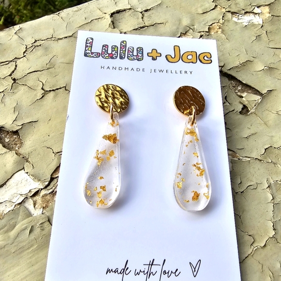 Gold leaf in resin earrings - Picture 4 of 5
